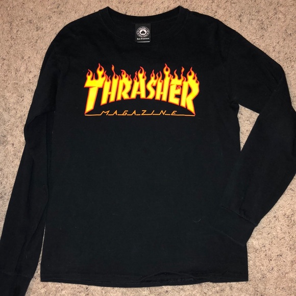 Thrasher Tops - Classic flame thrasher long sleeve / size small